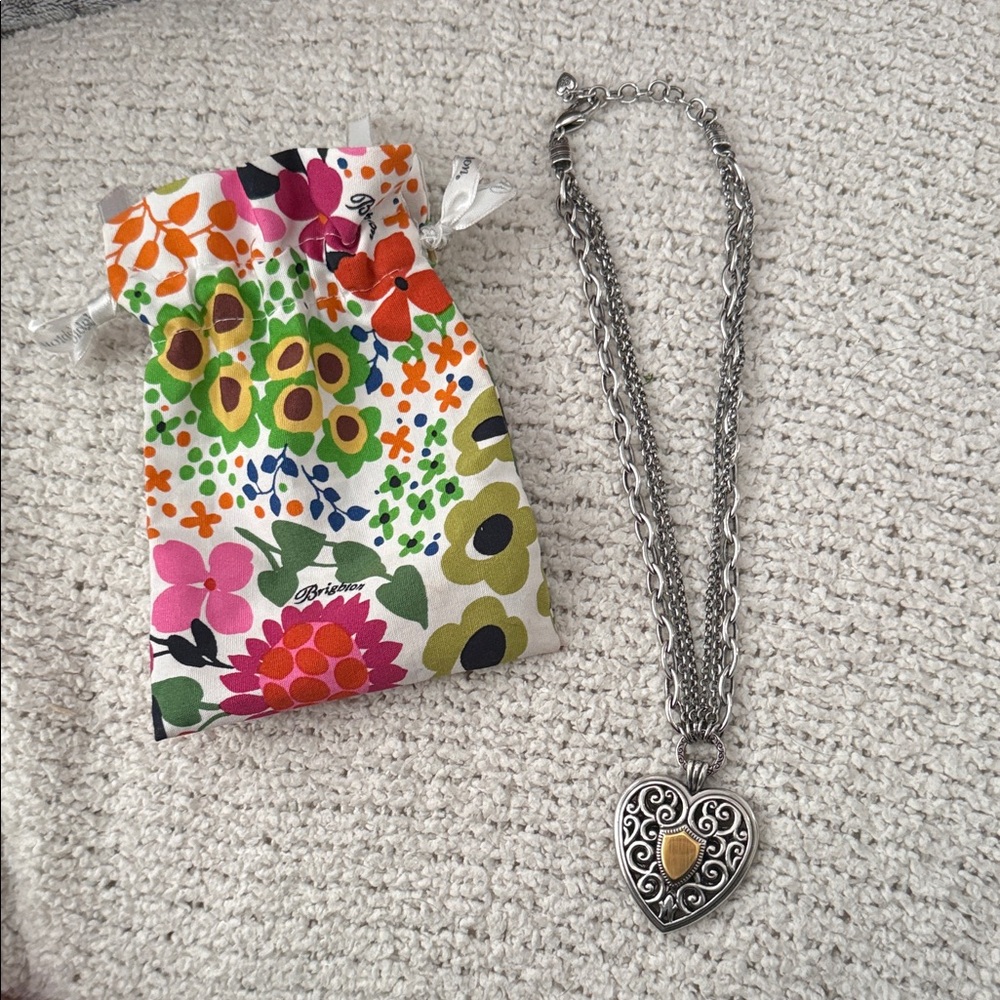 Brighton Silver Necklace with Gold Heart Accent